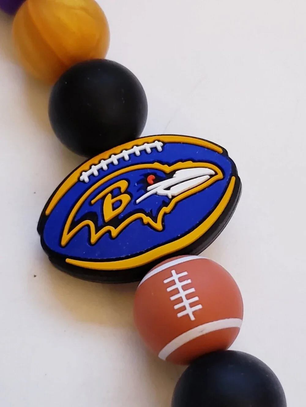 Handmade Ravens Beaded Silicone Focal Bead Keychain